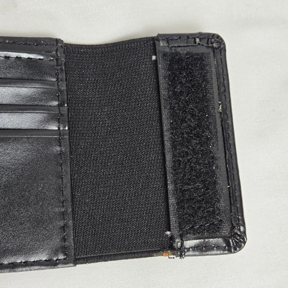 Design by Buxton Black Wallet ID Window Card Slots Hook & Loop Closure
